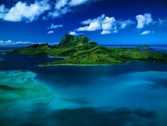Wallpaper Island Ocean Trees Clouds Landscape Nature