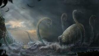 Ocean Seas Monsters Kraken Octopus Fantasy Art Science Omyy