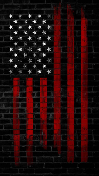 Brick Wall Painted With The Flag Of America iPhone Wallpaper