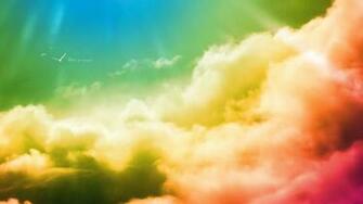 Clouds Sky Rainbow Birds Colors Wallpaper Hq