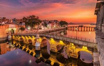 Wallpaper The Sky Sunset Lights River Home Evening India
