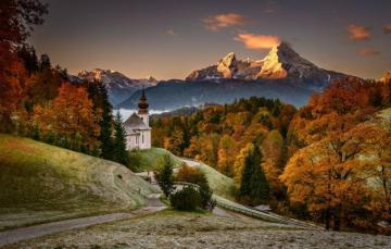 Wallpaper Road Autumn Forest Trees Mountains Germany Bayern