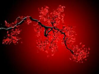 Cherry Blossom Red And Black Wallpaper