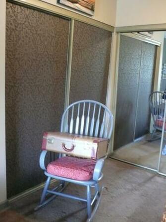 Decorating Project Wallpaper Covered Flat Panel Sliding Closet Doors