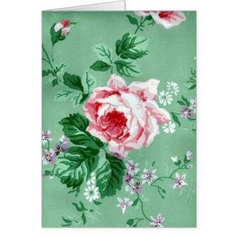Vintage Victorian Sage Green Floral Wallpaper Card