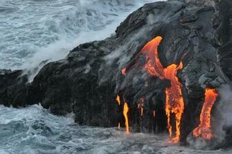 Ocean Entry Of Lava Flow From Hawaii Volcanoes National Park