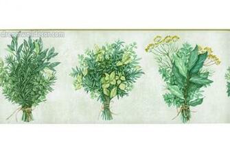 White Green Bunch Plant Wallpaper Border