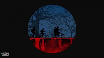 Three People Riding Bicycles Illustration Stranger Things Digital