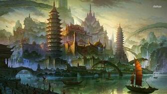 Ancient Chinese Marina Wallpaper Fantasy
