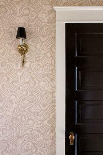 Brass Sconce Pink Wallpaper Black Doors White Trim Making It