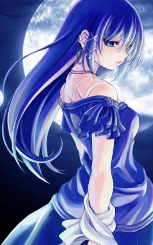 Blue Anime Girl Galaxy S5 Wallpaper Samsung