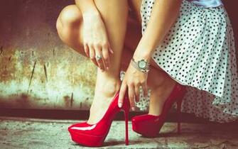 Female Legs Red High Heels Shoes HD Wallpaper