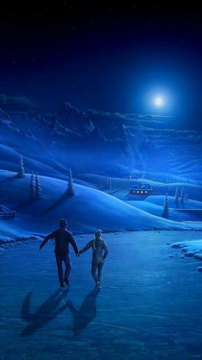 Winter Evening Walk iPhone 5s Wallpaper