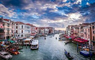 Wallpaper Sunset Boats Italy Venice Channel Gondola