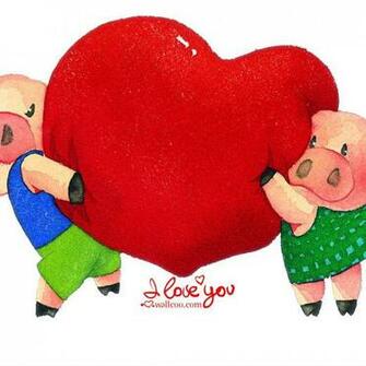 Pig Couple Wallpaper iPad Background HD