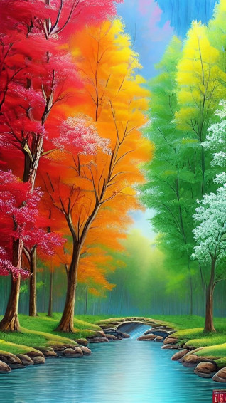 Colorful Nature Forest Relaxing Wallpaper In