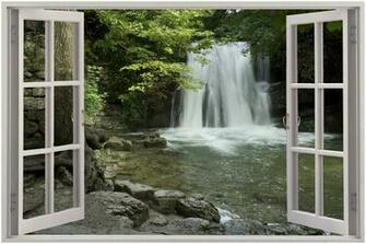 3d Window Waterfall Wall Stickers Film Mural Art Decal Wallpaper
