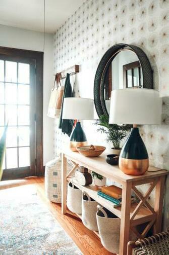 Entry Makeover With Removable Wallpaper And No Closet Nesting