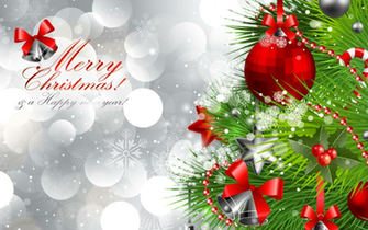 Merry Christmas And Happy New Year Silver Background