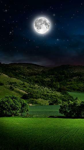 Moon And Sky Mountain iPhone Wallpaper