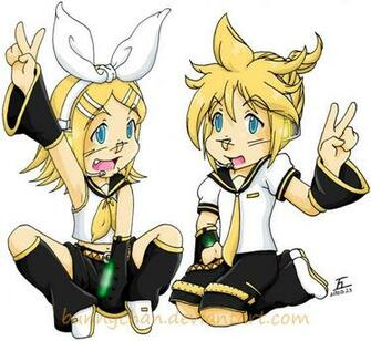 Vocaloids Rin And Len Chibi By Bunnychan