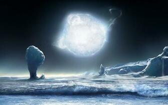 Cold Fire Blue Fantasy Ice Planet Space Water