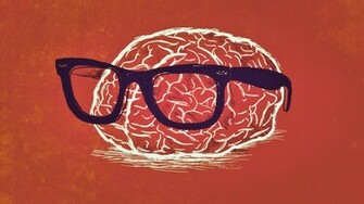 Nerd Brain Orange Color Computer Wallpaper Desktop Background