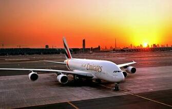 Wallpaper Sunset The Sun Plane Airport Dubai A380