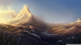 Winter Mountain Painting Wallpaper
