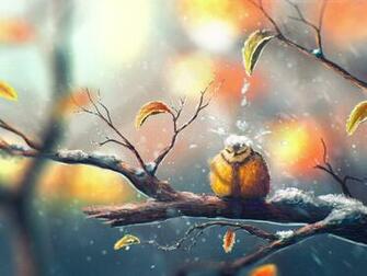 Artistic Painting Snow Bird Winter Funny Speedpaint Wallpaper