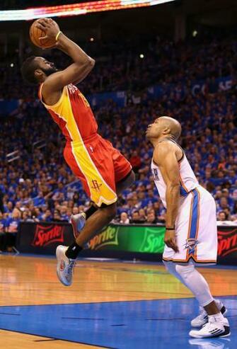 James Harden Of The Houston Rockets Puts Up A Shot