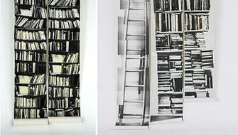 Genuine Fake Bookshelf Wallpaper Image Courtesy Deborah Bowness