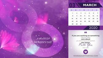 March Calendar Wallpaper Women S Day Words Just For
