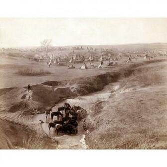 Shop Villa Of Brule A Lakota Sioux Tipi Camp In Background Horses