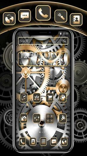 Golden Silver Luxury Gears Theme For Android Apk