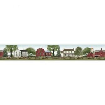 York Wallcoverings Farmhouse Scenic Wallpaper Border Lg1350bd
