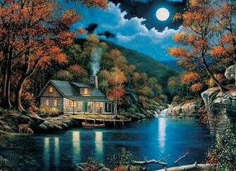 Cabin By The Lake Wallpaper