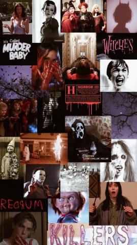 Spooky Szn Wallpaper iPhone Neon Retro Horror Movie