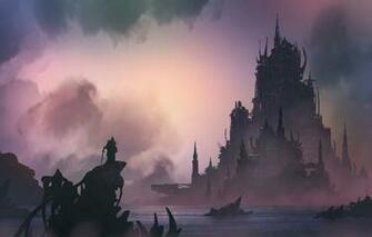 Wallpaper Figure Castle Silhouette Warrior Landscape Fortress