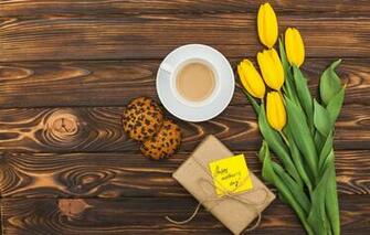 Wallpaper Gift Coffee Bouquet Spring The Celebration Happy