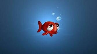 Sad Red Fish Cartoon Wallpaper