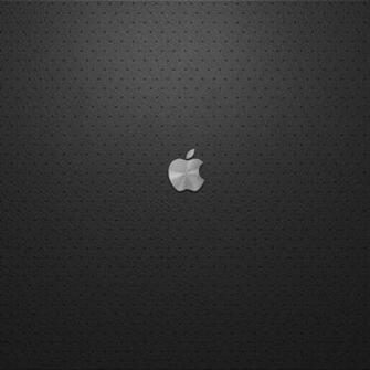 Metal Apple Logo Black Leather Backgroud iPad Wallpaper