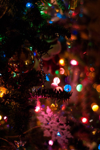 Christmas Tree Lights And Decorations Phone Wallpaper