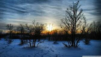 Early Winter Morn Glorious Sunset Wallpaper