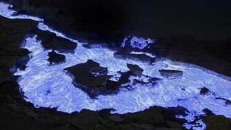 Flaming Sulfur From Kawah Ijen Volcano Indonesia Wallpaper By