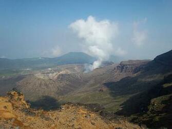 HD Wallpaper Aso Volcano Plume Blue Sky Japan Lava Summer