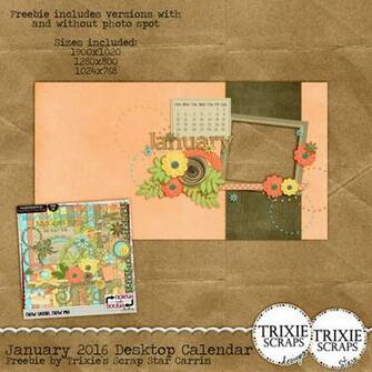 January Desktop Calendar Trixie Scraps Designs
