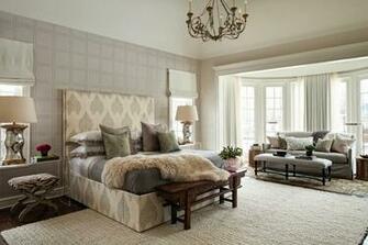Rivets Wallpaper Transitional Bedroom Andrea Goldman Design