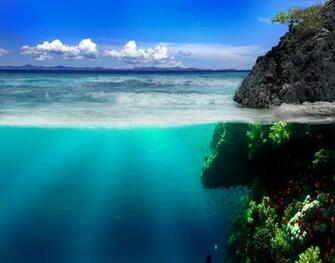 Ocean Waves Wallpaper Reef Blue Sky