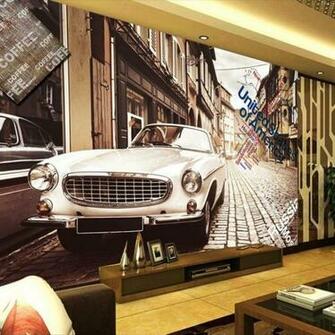 Custom 3d Wallpaper Graffiti Retro Car Cafe Bar Room